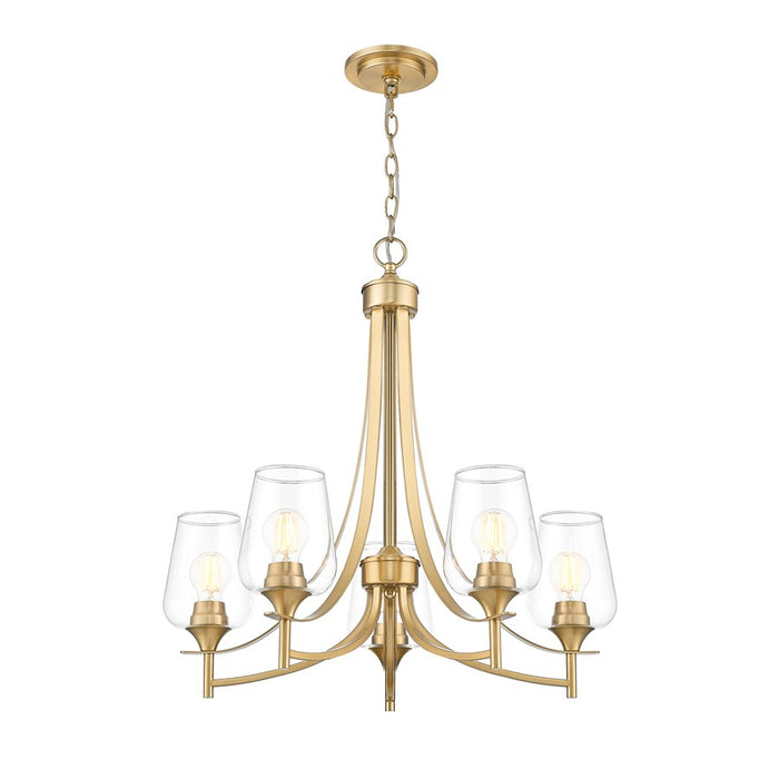 Z-Lite Joliet 5 Light Chandelier, Burnished Brass/Clear