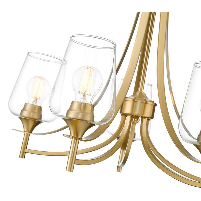 Z-Lite Joliet 5 Light Chandelier, Burnished Brass/Clear