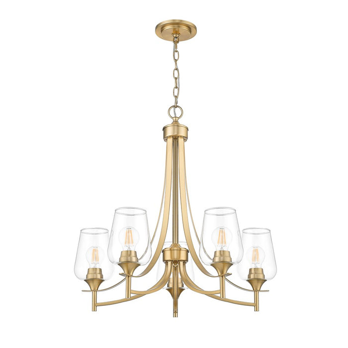 Z-Lite Joliet 5 Light Chandelier, Burnished Brass/Clear