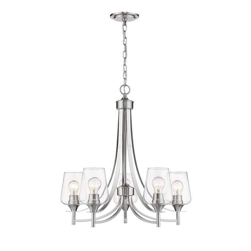Z-Lite Joliet 5 Light Chandelier, Brushed Nickel - 473-5BN