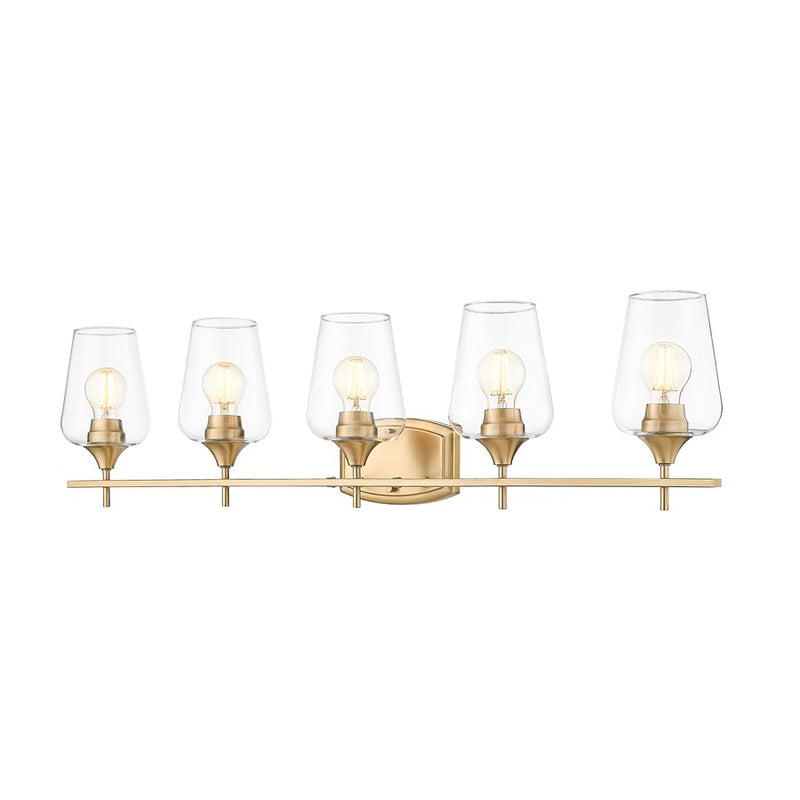 Z-Lite Joliet 5 Light Vanity, Burnished Brass/Clear - 473-5V-BBR