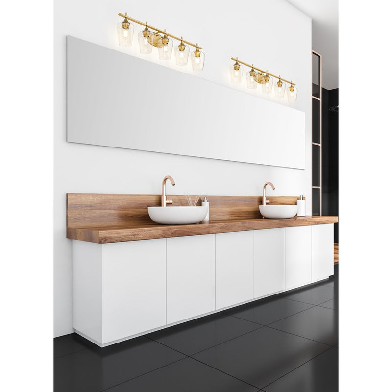 Z-Lite Joliet 5 Light Vanity, Burnished Brass/Clear