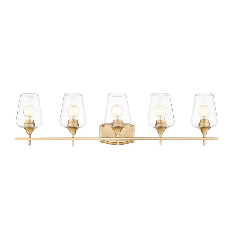 Z-Lite Joliet 5 Light Vanity, Burnished Brass/Clear