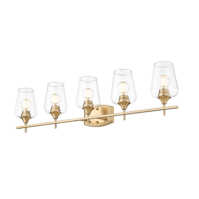 Z-Lite Joliet 5 Light Vanity, Burnished Brass/Clear