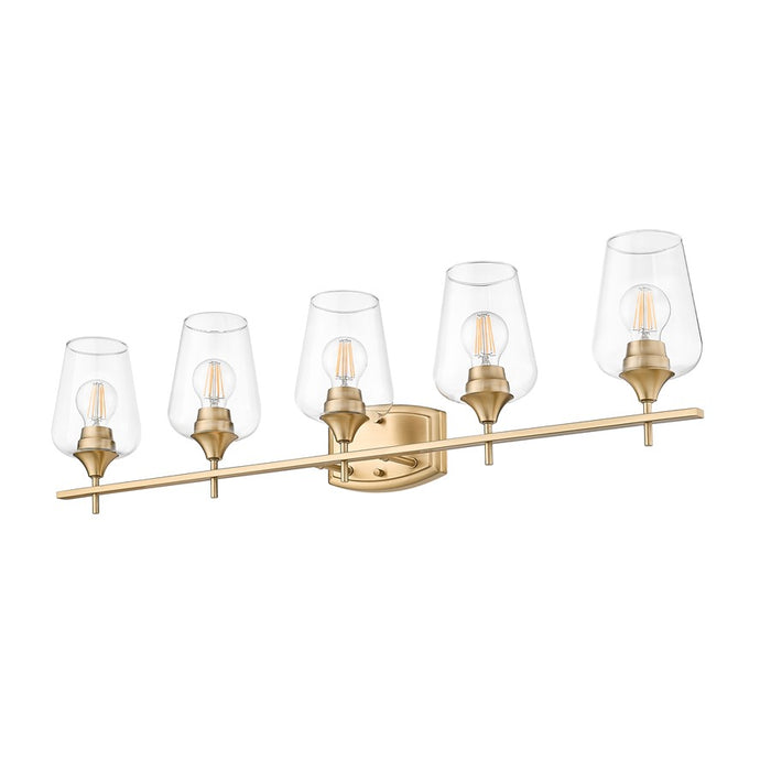 Z-Lite Joliet 5 Light Vanity, Burnished Brass/Clear