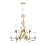 Z-Lite Joliet 9 Light Chandelier, Burnished Brass/Clear - 473-9BBR