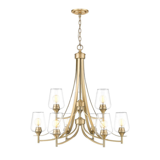 Z-Lite Joliet 9 Light Chandelier, Burnished Brass/Clear - 473-9BBR