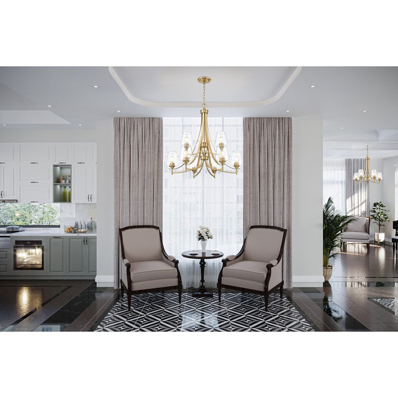 Z-Lite Joliet 9 Light Chandelier, Burnished Brass/Clear