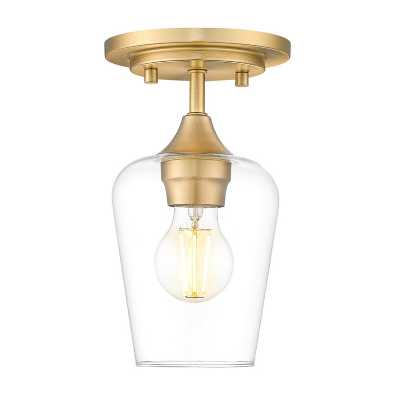 Z-Lite Joliet 1 Light Flush Mount, Burnished Brass/Clear - 473F1-BBR