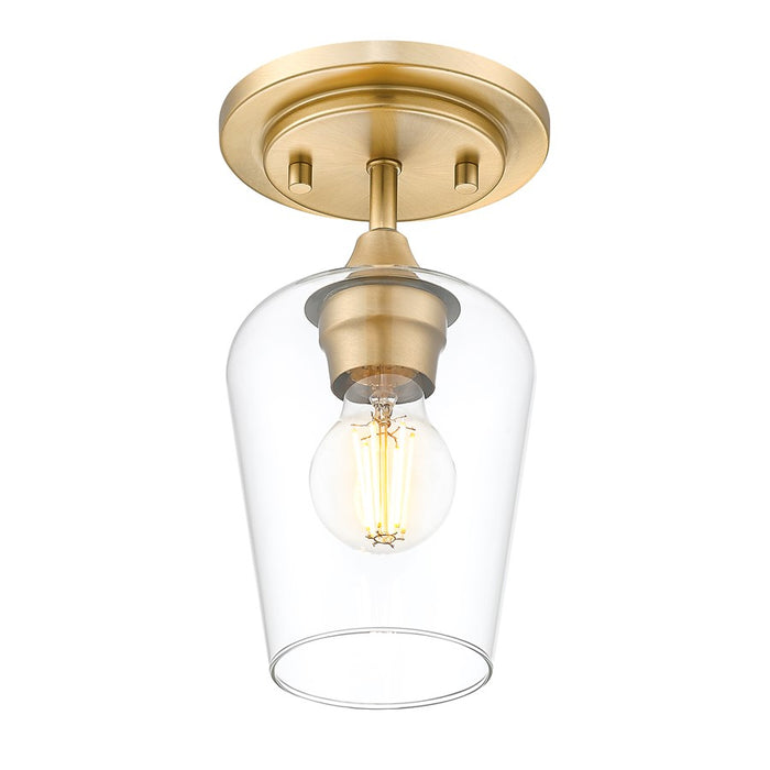 Z-Lite Joliet 1 Light Flush Mount, Burnished Brass/Clear