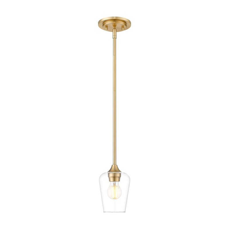 Z-Lite Joliet 1 Light 6" Pendant, Burnished Brass/Clear - 473MP-BBR
