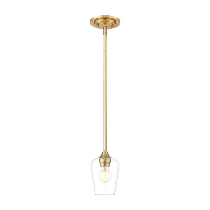 Z-Lite Joliet 1 Light 6" Pendant, Burnished Brass/Clear - 473MP-BBR