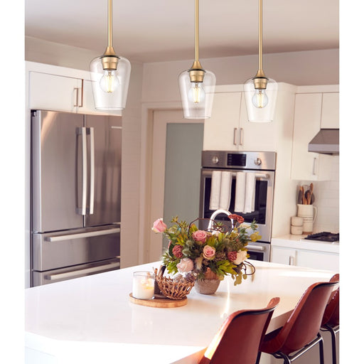 Z-Lite Joliet 1 Light 6" Pendant, Burnished Brass/Clear