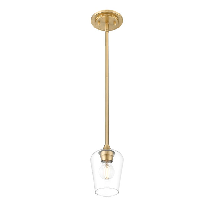 Z-Lite Joliet 1 Light 6" Pendant, Burnished Brass/Clear