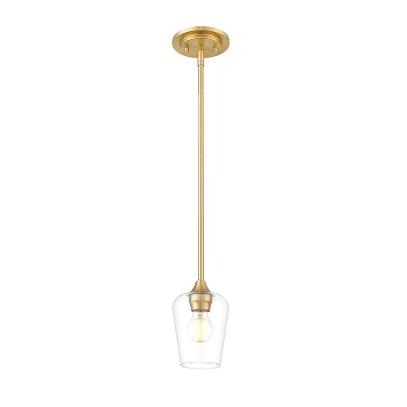 Z-Lite Joliet 1 Light 6" Pendant, Burnished Brass/Clear