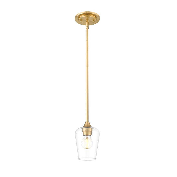 Z-Lite Joliet 1 Light 6" Pendant, Burnished Brass/Clear