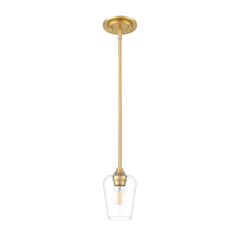 Z-Lite Joliet 1 Light 6" Pendant, Burnished Brass/Clear