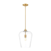 Z-Lite Joliet 1 Light 12" Pendant, Burnished Brass/Clear - 473P12-BBR