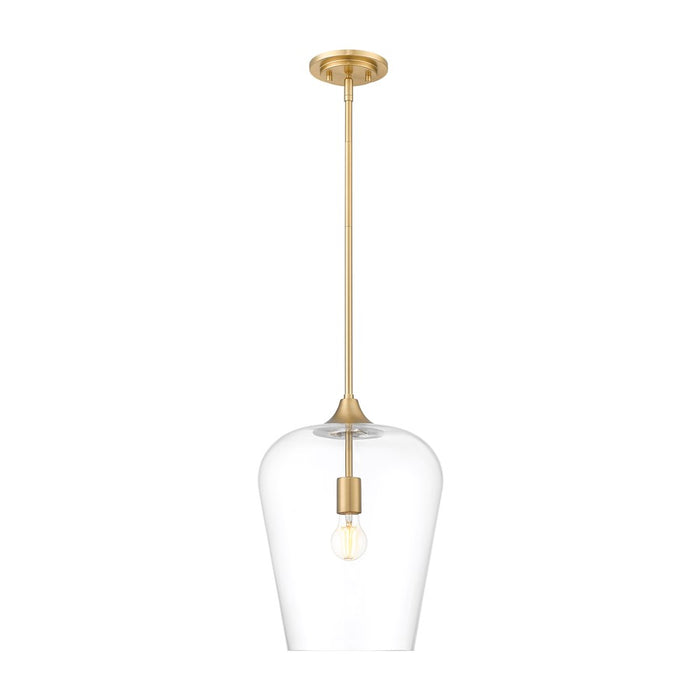 Z-Lite Joliet 1 Light 12" Pendant, Burnished Brass/Clear - 473P12-BBR