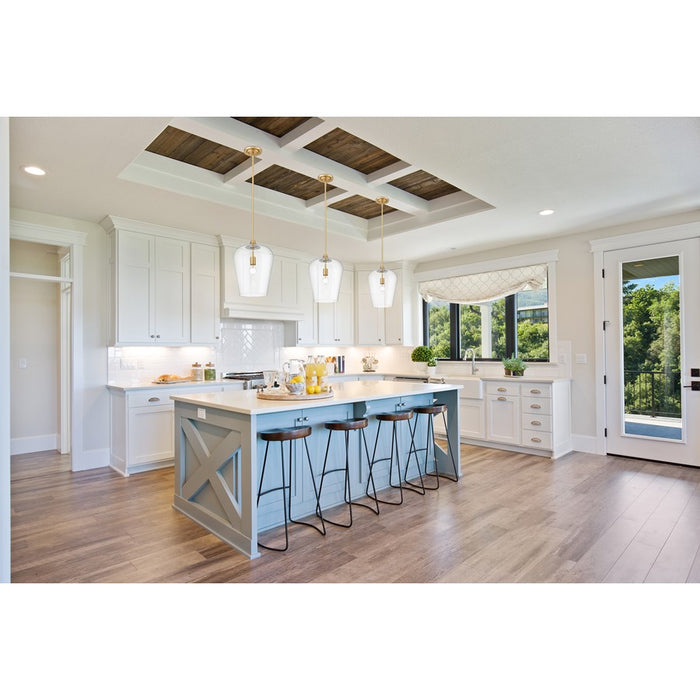 Z-Lite Joliet 1 Light 12" Pendant, Burnished Brass/Clear