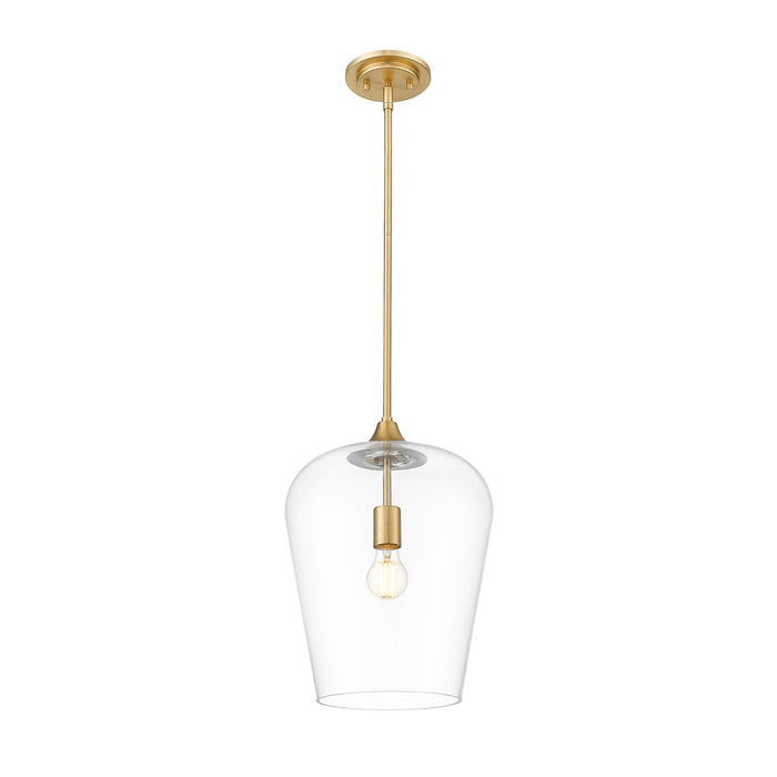Z-Lite Joliet 1 Light 12" Pendant, Burnished Brass/Clear