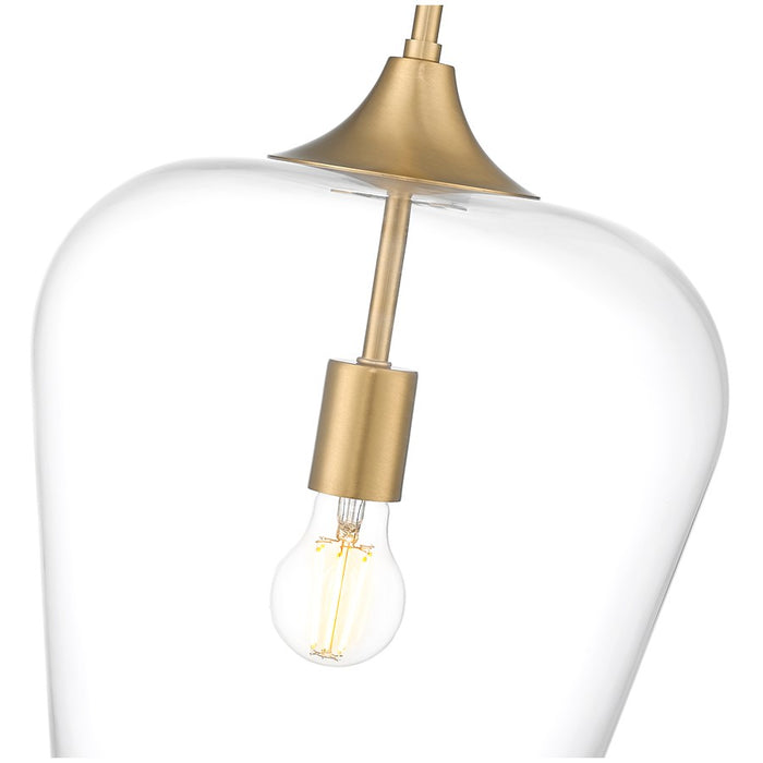 Z-Lite Joliet 1 Light 12" Pendant, Burnished Brass/Clear