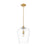 Z-Lite Joliet 1 Light 12" Pendant, Burnished Brass/Clear