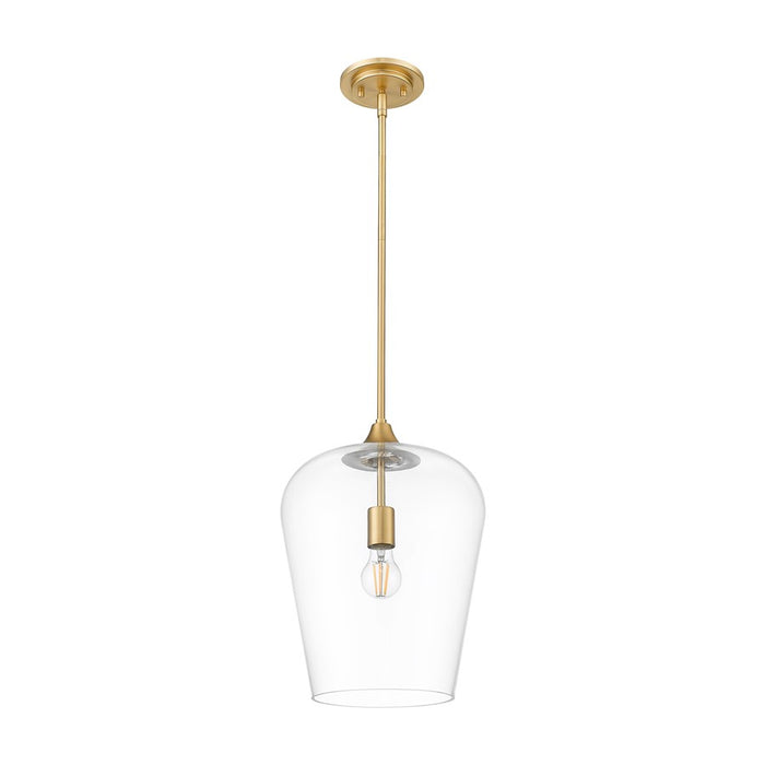 Z-Lite Joliet 1 Light 12" Pendant, Burnished Brass/Clear