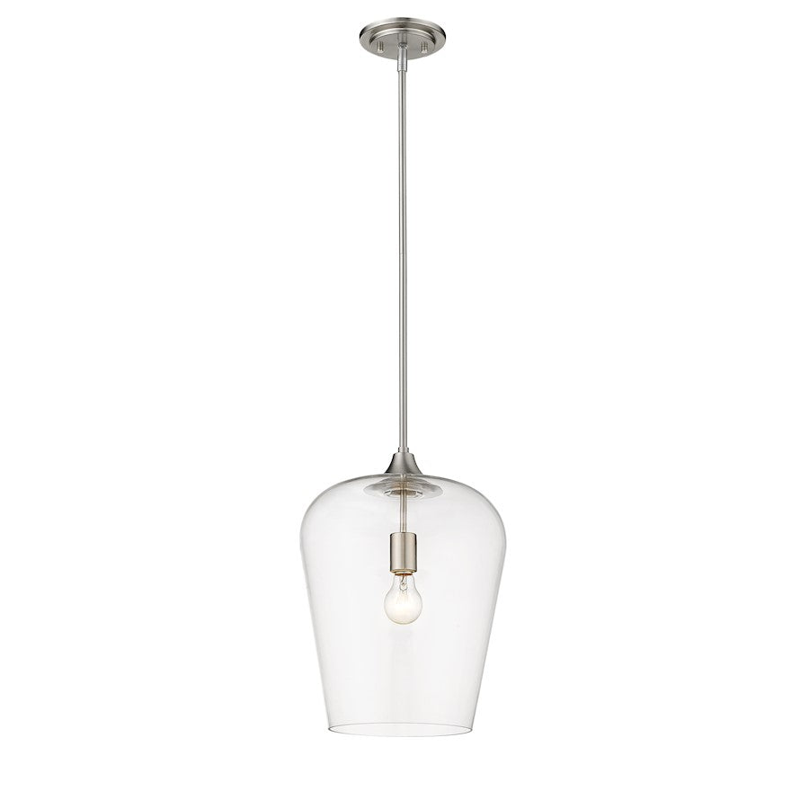 Z-Lite Joliet 1 Light 16.25" Pendant, Brushed Nickel, Clear - 473P12-BN