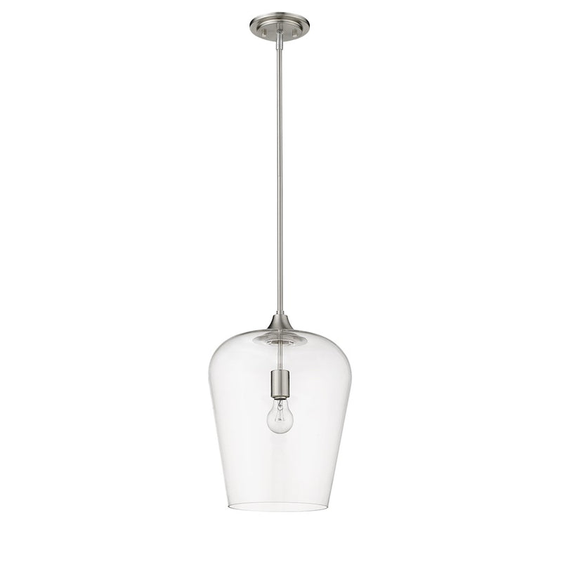 Z-Lite Joliet 1 Light 16.25" Pendant, Brushed Nickel/Clear