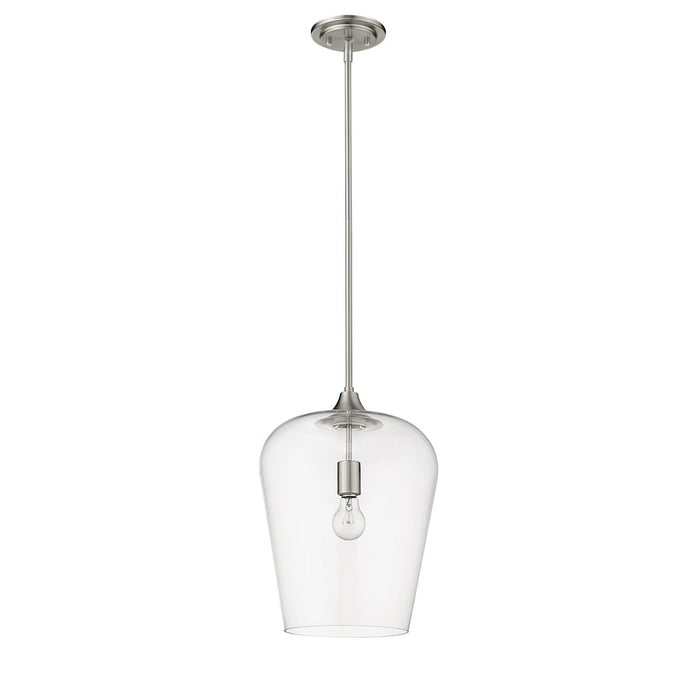 Z-Lite Joliet 1 Light 16.25" Pendant, Brushed Nickel/Clear
