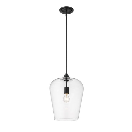 Z-Lite Joliet 1 Light 16.25" Pendant, Matte Black, Clear - 473P12-MB