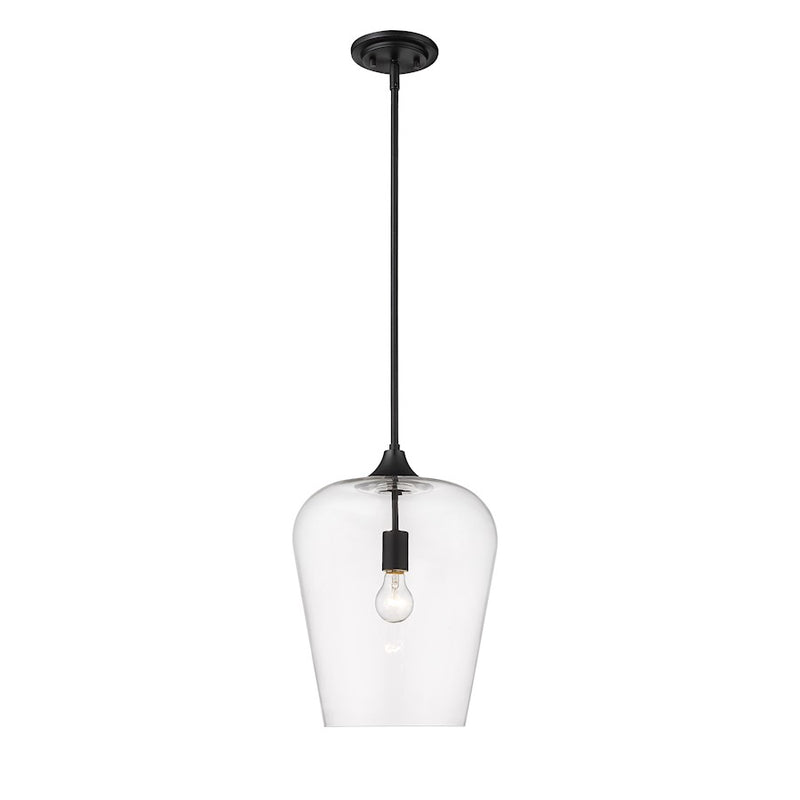 Z-Lite Joliet 1 Light 16.25" Pendant, Matte Black/Clear