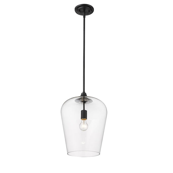 Z-Lite Joliet 1 Light 16.25" Pendant, Matte Black/Clear