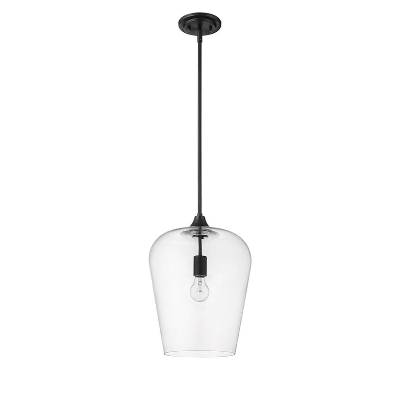 Z-Lite Joliet 1 Light 16.25" Pendant, Matte Black/Clear