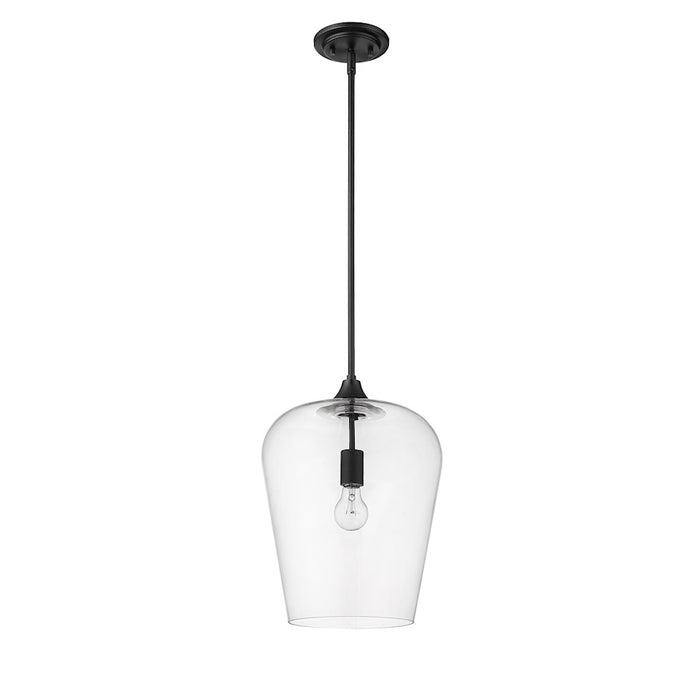 Z-Lite Joliet 1 Light 16.25" Pendant, Matte Black/Clear