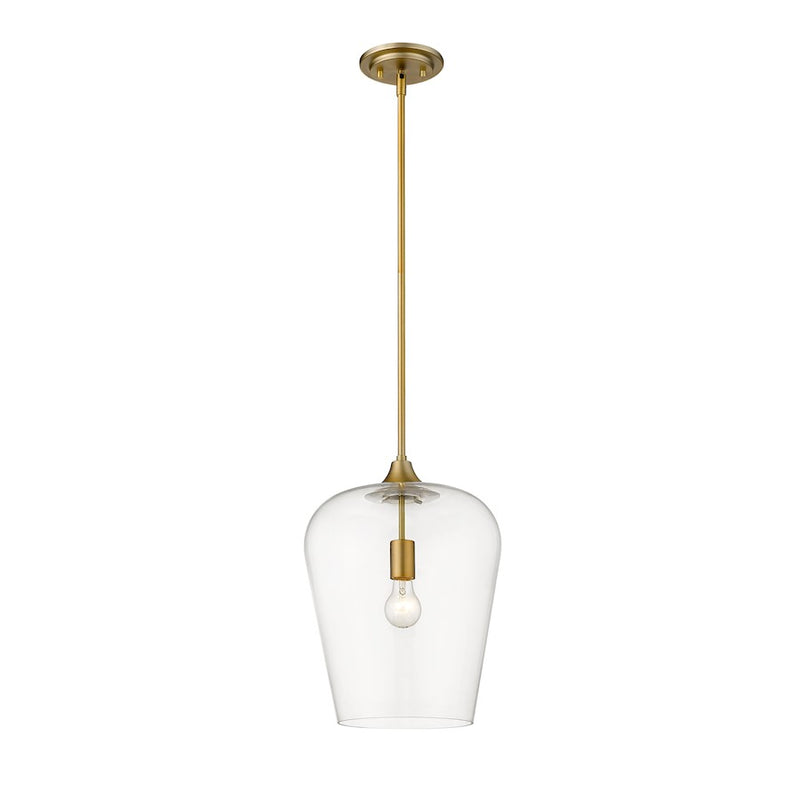 Z-Lite Joliet 1 Light 16.25" Pendant, Olde Brass, Clear - 473P12-OBR