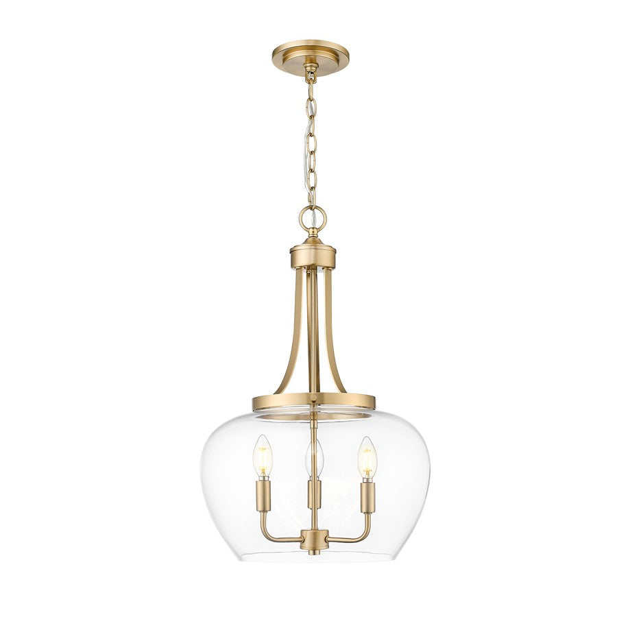 Z-Lite Joliet 3 Light Pendant, Burnished Brass/Clear - 473P16-BBR