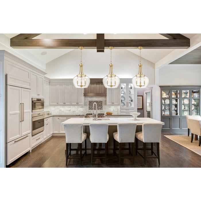 Z-Lite Joliet 3 Light Pendant, Burnished Brass/Clear