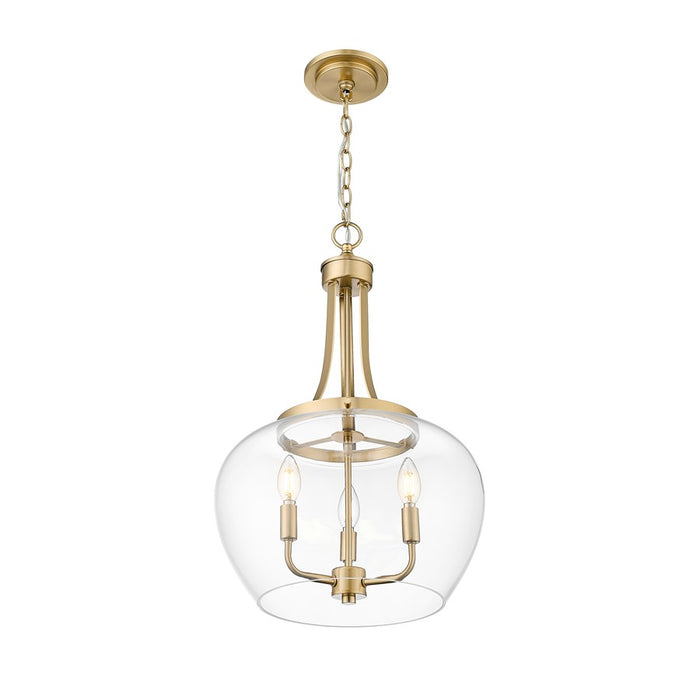 Z-Lite Joliet 3 Light Pendant, Burnished Brass/Clear