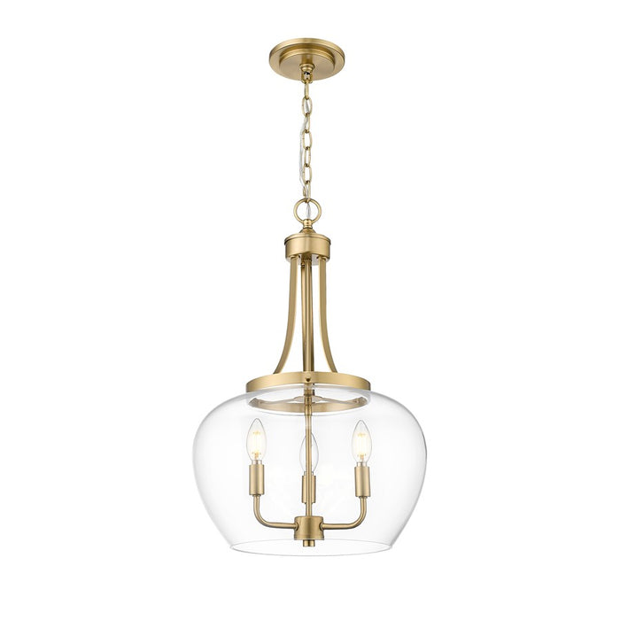 Z-Lite Joliet 3 Light Pendant, Burnished Brass/Clear