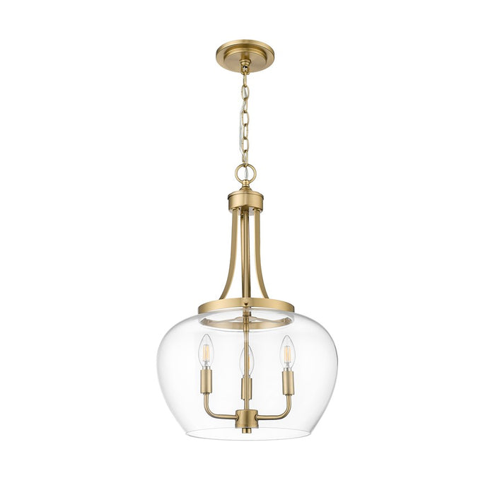 Z-Lite Joliet 3 Light Pendant, Burnished Brass/Clear