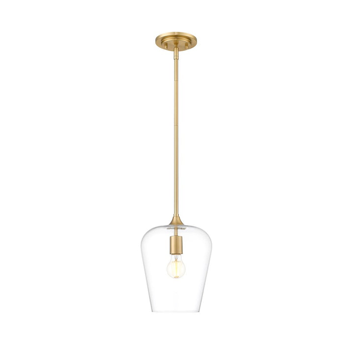 Z-Lite Joliet 1 Light 9" Pendant, Burnished Brass/Clear - 473P9-BBR