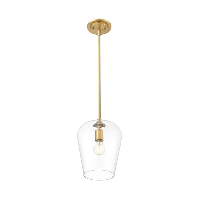 Z-Lite Joliet 1 Light 9" Pendant, Burnished Brass/Clear