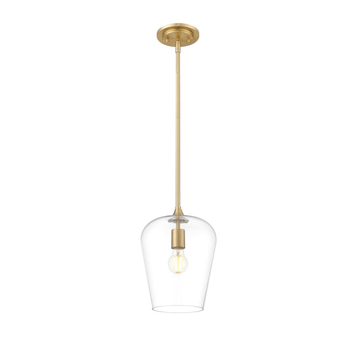 Z-Lite Joliet 1 Light 9" Pendant, Burnished Brass/Clear