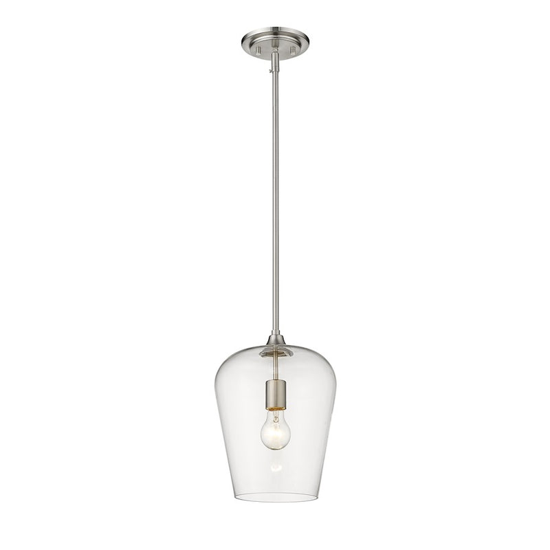 Z-Lite Joliet 1 Light 12.25" Pendant, Brushed Nickel, Clear - 473P9-BN