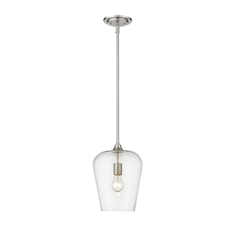 Z-Lite Joliet 1 Light 12.25" Pendant, Brushed Nickel/Clear