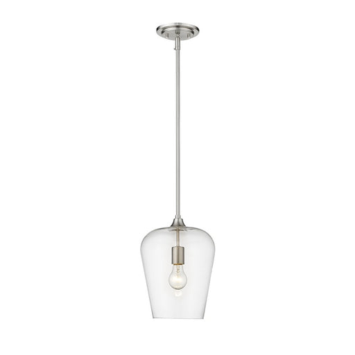 Z-Lite Joliet 1 Light 12.25" Pendant, Brushed Nickel/Clear