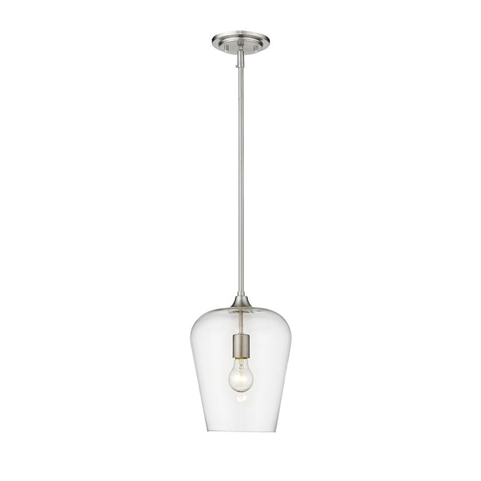 Z-Lite Joliet 1 Light 12.25" Pendant, Brushed Nickel/Clear