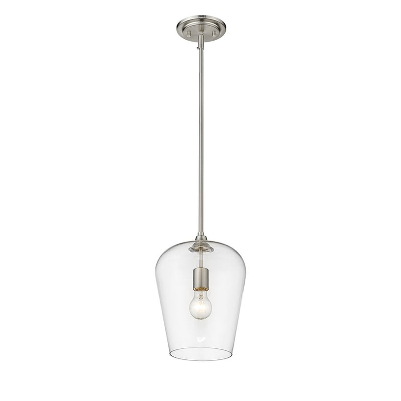 Z-Lite Joliet 1 Light 12.25" Pendant, Brushed Nickel/Clear